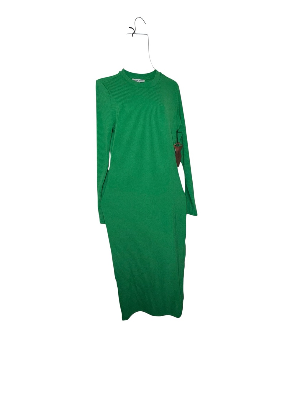 Haute Monde Emerald Green Ribbed Long Sleeve Midi Dress